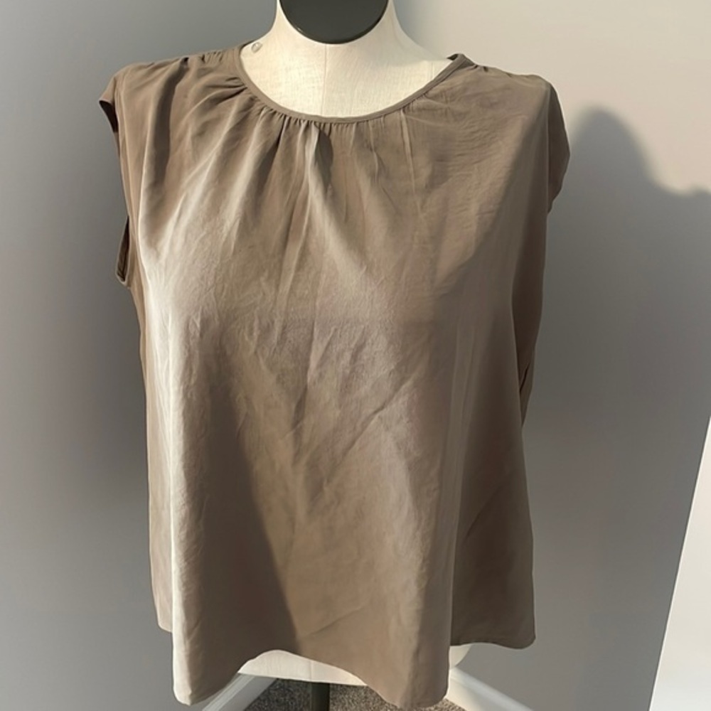 Who what wear blouse Taupe brown Fallen Rock Plus sleeveless top New Size XXL